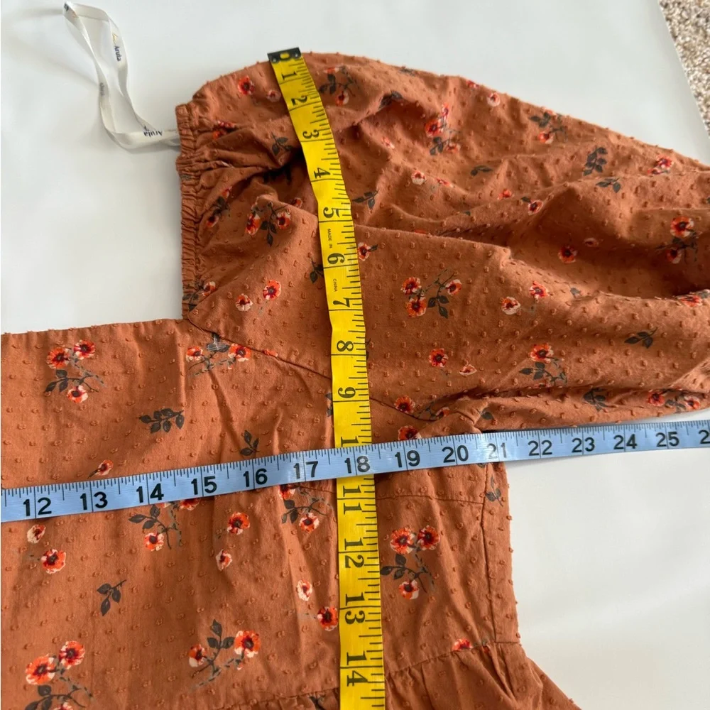 Arula tan with floral print Floral Puff Sleeve Dress in size large/xl - Picture 10 of 15